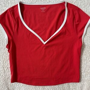 Old Navy Red V-Neck Crop Top